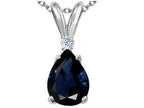 Tommaso Design™ Pear Shape 8x6mm Genuine Sapphire Pendant Necklace