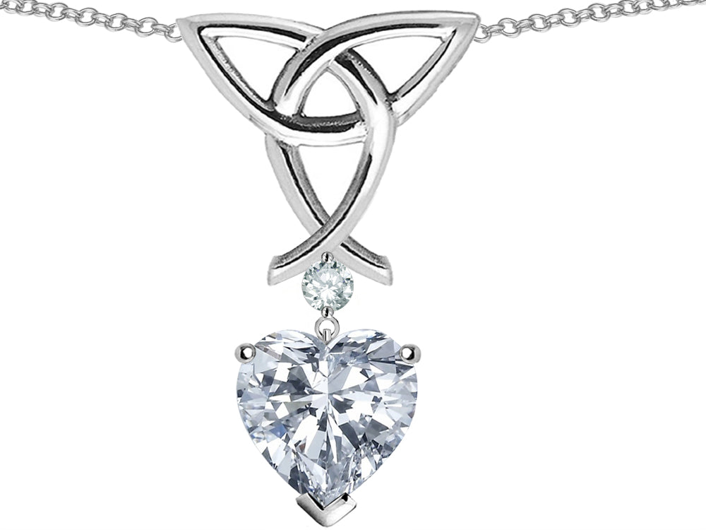 Star K™ Love Knot Pendant Necklace with 8mm Heart Shape White Topaz