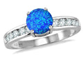 Star K Round 7mm Simulated Blue Opal Ring