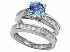 Star K™ 7mm Round Simulated Aquamarine Wedding Set