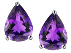 Star K™ Pear Shape 9x7mm Simulated Amethyst Earrings Studs