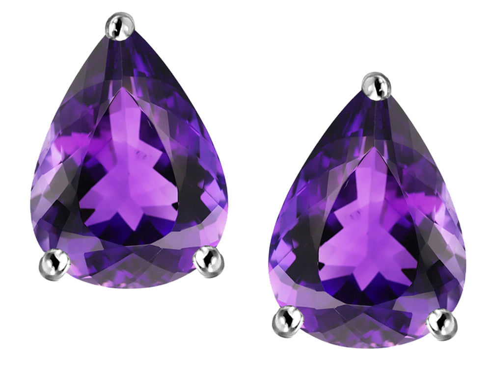 Star K™ Pear Shape 9x7mm Simulated Amethyst Earrings Studs