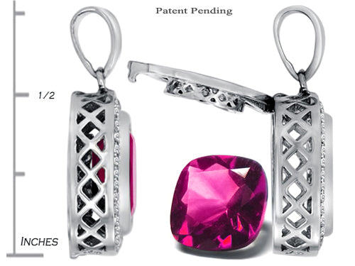 Switch-It Gems™ Cushion-Cut 10mm Simulated Pink Tourmaline Pendant Necklace with 12 Interchangeable Simulated Birth Mont