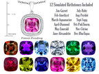 Switch-It Gems™ Cushion-Cut 10mm Simulated Pink Tourmaline Pendant Necklace with 12 Interchangeable Simulated Birth Mont