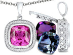 Switch-It Gems™ Cushion-Cut 10mm Simulated Pink Tourmaline Pendant Necklace with 12 Interchangeable Simulated Birth Mont