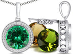 Switch-It Gems™ Interchangeable Simulated Emerald Pendant Necklace Set with 12 Round 10mm Simulated Birth Months Include