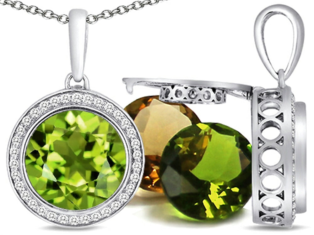 Switch-It Gems™ Interchangeable Simulated Peridot Pendant Necklace Set with 12 Round 10mm Simulated Birth Months Include