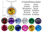 Switch-It Gems™ Interchangeable Simulated Citrine Pendant Necklace Set with 12 Round 10mm Simulated Birth Months Include