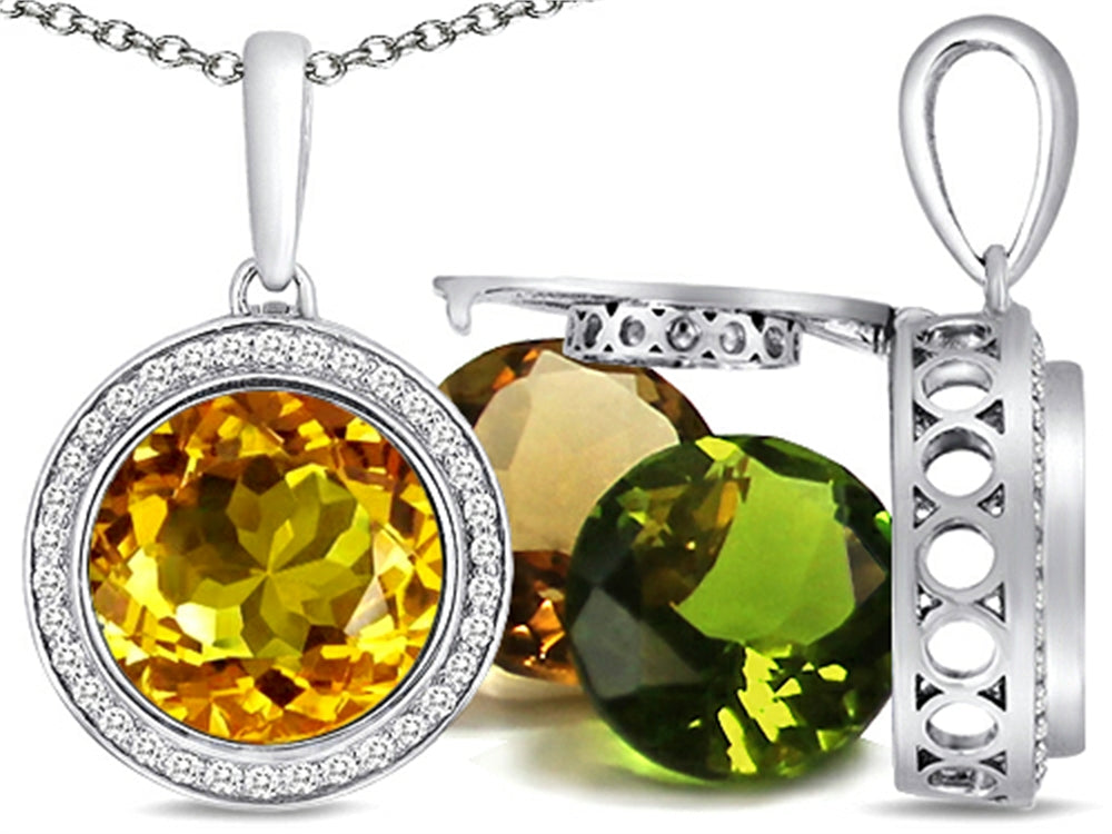 Switch-It Gems™ Interchangeable Simulated Citrine Pendant Necklace Set with 12 Round 10mm Simulated Birth Months Include