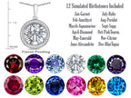 Switch-It Gems™ Interchangeable Simulated White Topaz Pendant Necklace Set with 12 Round 10mm Simulated Birth Months Inc