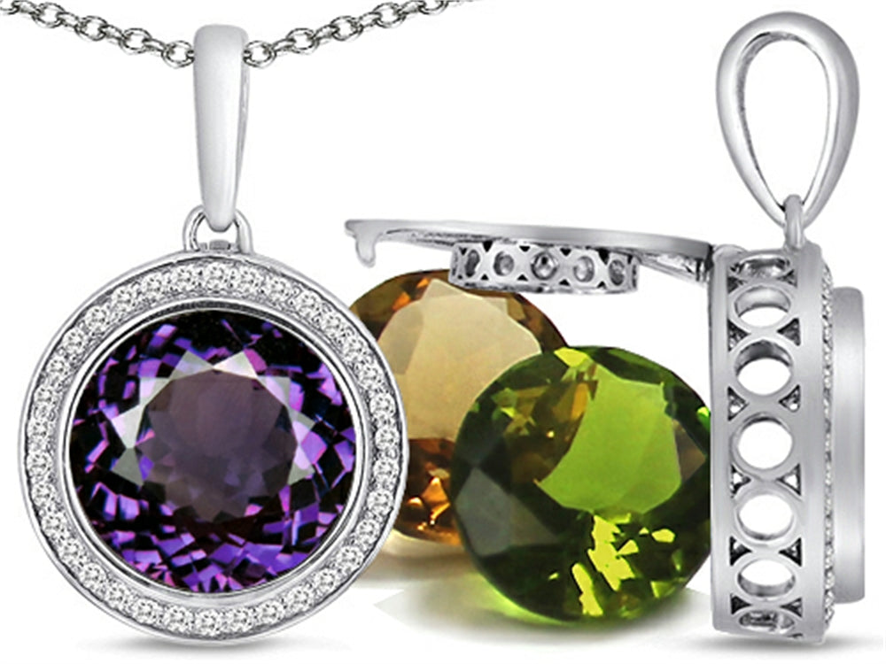 Switch-It Gems™ Interchangeable Simulated Alexandrite Pendant Necklace Set with 12 Round 10mm Simulated Birth Months Inc