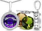 Switch-It Gems™ Interchangeable Simulated Amethyst Pendant Necklace Set with 12 Round 10mm Simulated Birth Months Includ