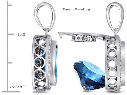 Switch-It Gems™ Interchangeable Simulated Aquamarine Pendant Necklace Set with 12 Round 10mm Simulated Birth Months Incl
