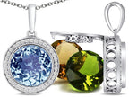Switch-It Gems™ Interchangeable Simulated Aquamarine Pendant Necklace Set with 12 Round 10mm Simulated Birth Months Incl