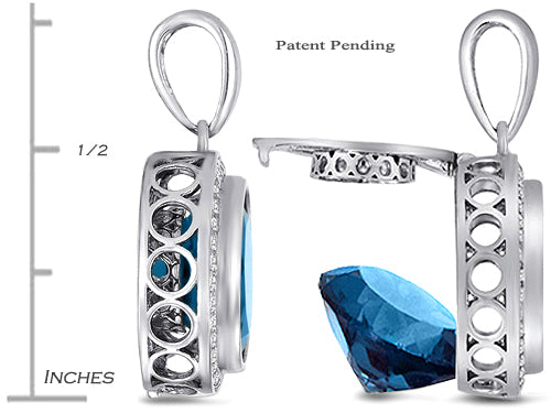 Switch-It Gems™ Interchangeable Simulated Blue Topaz Pendant Necklace Set with 12 Round 10mm Simulated Birth Months Incl