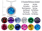 Switch-It Gems™ Interchangeable Simulated Blue Topaz Pendant Necklace Set with 12 Round 10mm Simulated Birth Months Incl