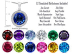Switch-It Gems™ Interchangeable Simulated Sapphire Halo Pendant Necklace Round 12mm Simulated Birth Months Includ