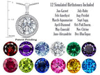 Switch-It Gems™ Interchangeable Simulated White Topaz Halo Pendant Necklace Round 12mm Simulated Birth Months Inc