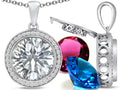 Switch-It Gems™ Interchangeable Simulated White Topaz Halo Pendant Necklace Round 12mm Simulated Birth Months Inc