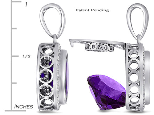 Switch-It Gems™ Interchangeable Simulated Amethyst Halo Pendant Necklace 12 Round 12mm Simulated Birth Months Includ