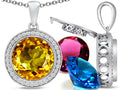 Switch-It Gems™ Interchangeable Simulated Citrine Halo Pendant Necklace Set Round 12mm Simulated Birth Months Include