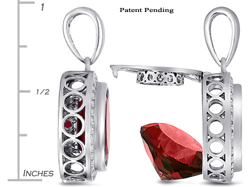 Switch-It Gems™ Interchangeable Simulated Garnet Halo Pendant Necklace Set Round 12mm Simulated Birth Months Included