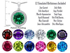 Switch-It Gems™ Interchangeable Simulated Emerald Halo Pendant Necklace Set Round 12mm Simulated Birth Months Include