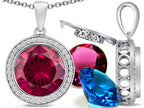 Switch-It Gems™ Interchangeable Simulated Ruby Halo Pendant Necklace Set Round 12mm Simulated Birth Months Included