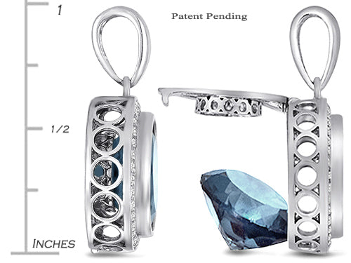 Switch-It Gems™ Interchangeable Simulated Aquamarine Halo Pendant Necklace Set Round 12mm Simulated Birth Months Incl