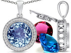 Switch-It Gems™ Interchangeable Simulated Aquamarine Halo Pendant Necklace Set Round 12mm Simulated Birth Months Incl
