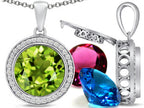 Switch-It Gems™ Interchangeable Simulated Peridot Halo Pendant Necklace Set Round 12mm Simulated Birth Months Include