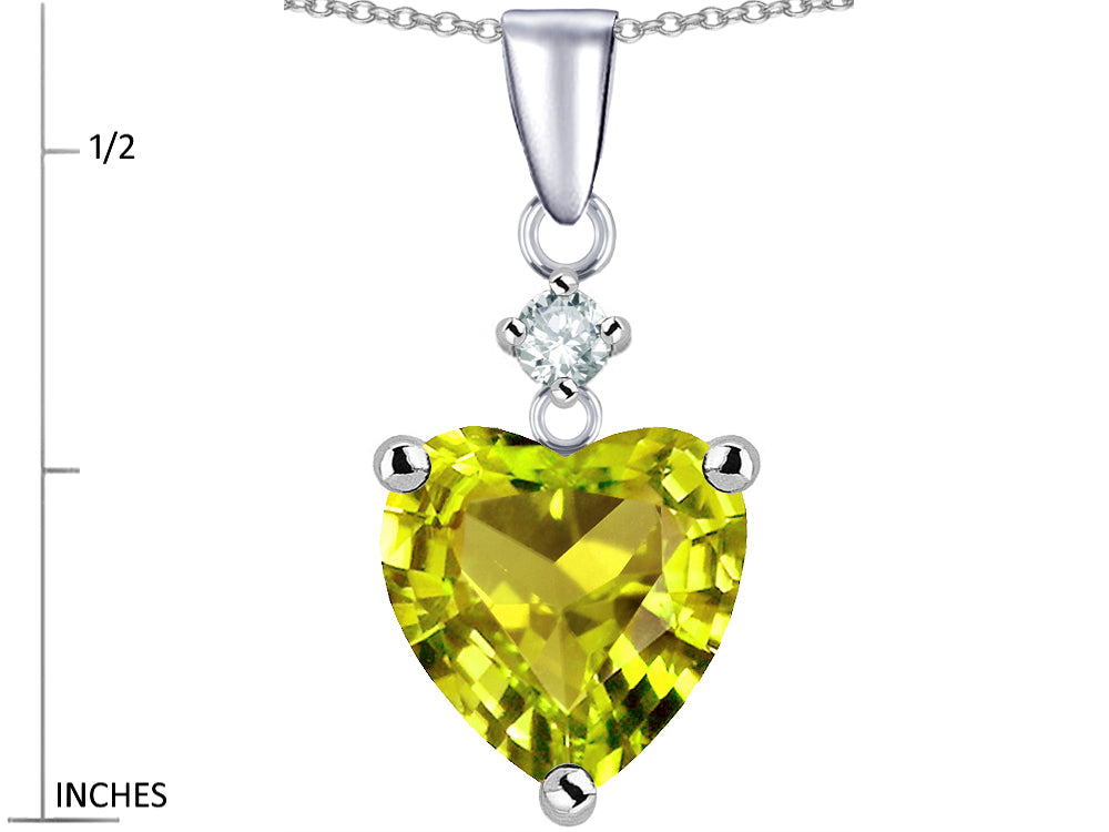 Star K™ 8mm Heart Shape Simulated Peridot and Cubic Zirconia Pendant Necklace