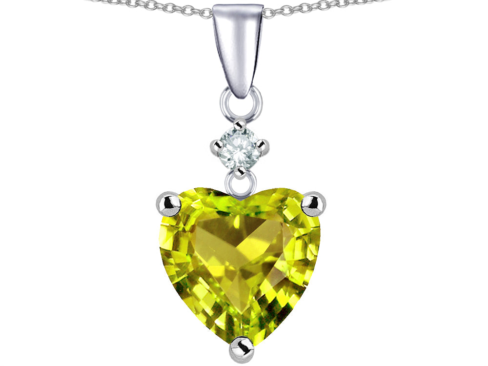 Star K™ 8mm Heart Shape Simulated Peridot and Cubic Zirconia Pendant Necklace
