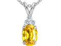 Tommaso Design™ Oval Genuine Yellow Orange Sapphire Pendant Necklace