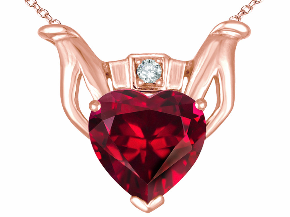 Star K™ Claddagh Love Pendant Necklace With 8mm Heart Created Ruby