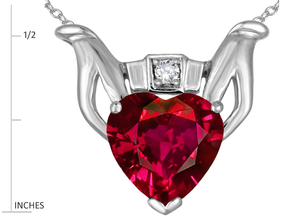 Star K™ Claddagh Love Pendant Necklace With 8mm Heart Created Ruby