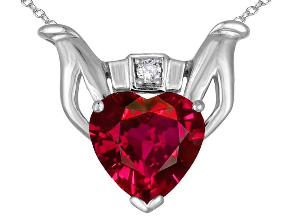 Star K™ Claddagh Love Pendant Necklace With 8mm Heart Created Ruby