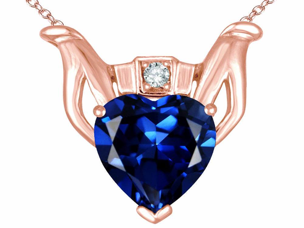 Star K™ Claddagh Love Pendant Necklace With 8mm Heart Created Sapphire