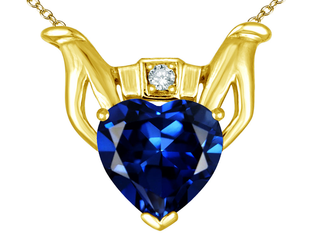 Star K™ Claddagh Love Pendant Necklace With 8mm Heart Created Sapphire
