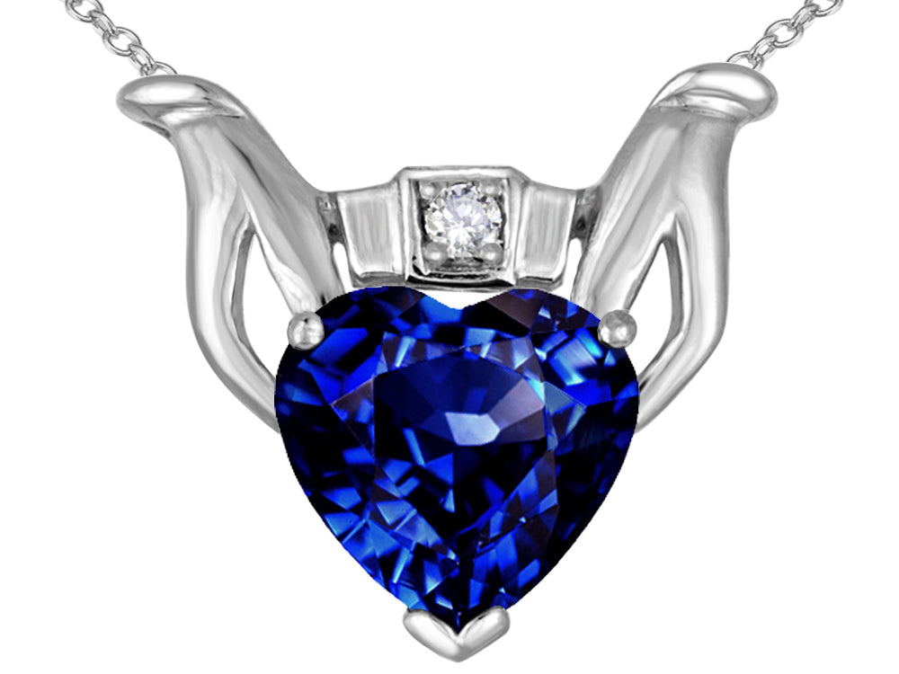 Star K™ Claddagh Love Pendant Necklace With 8mm Heart Created Sapphire