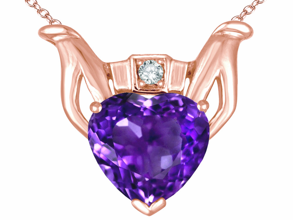 Star K™ Claddagh Love Pendant Necklace With 8mm Heart Genuine Amethyst