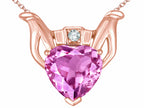Star K™ Claddagh Love Pendant Necklace With 8mm Heart Created Pink Sapphire