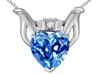 Star K™ Claddagh Love Pendant Necklace With 8mm Heart Genuine Blue Topaz