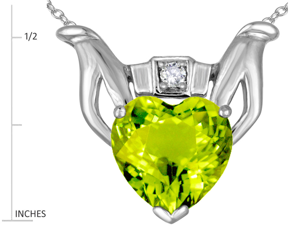 Star K™ Claddagh Love Pendant Necklace With 8mm Heart Genuine Peridot