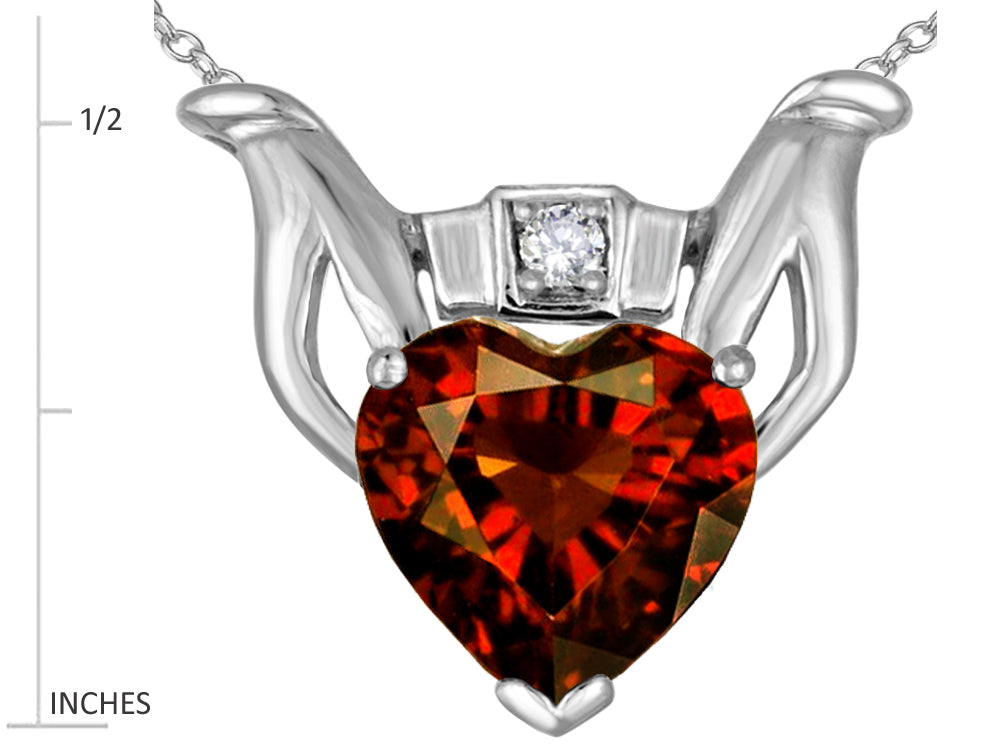 Star K™ Claddagh Love Pendant Necklace With 8mm Heart Genuine Garnet
