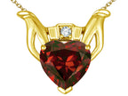 Star K™ Claddagh Love Pendant Necklace With 8mm Heart Genuine Garnet