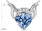 Star K™ Claddagh Love Pendant Necklace With 8mm Heart Simulated Aquamarine