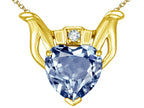Star K™ Claddagh Love Pendant Necklace With 8mm Heart Simulated Aquamarine