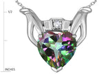 Star K™ Claddagh Love Pendant Necklace With 8mm Heart Rainbow Mystic Topaz