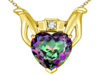 Star K™ Claddagh Love Pendant Necklace With 8mm Heart Rainbow Mystic Topaz